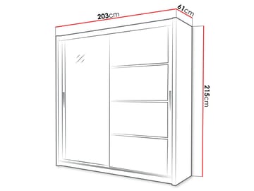 Juniper Garderobe med speil 203x215 cm - hvit - Oppbevaring - Klesoppbevaring - Garderober & garderobesystem - Garderobeskap & klesskap