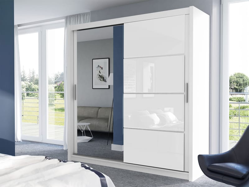 Juniper Garderobe med speil 203x215 cm - hvit - Oppbevaring - Klesoppbevaring - Garderober & garderobesystem - Garderobeskap & klesskap