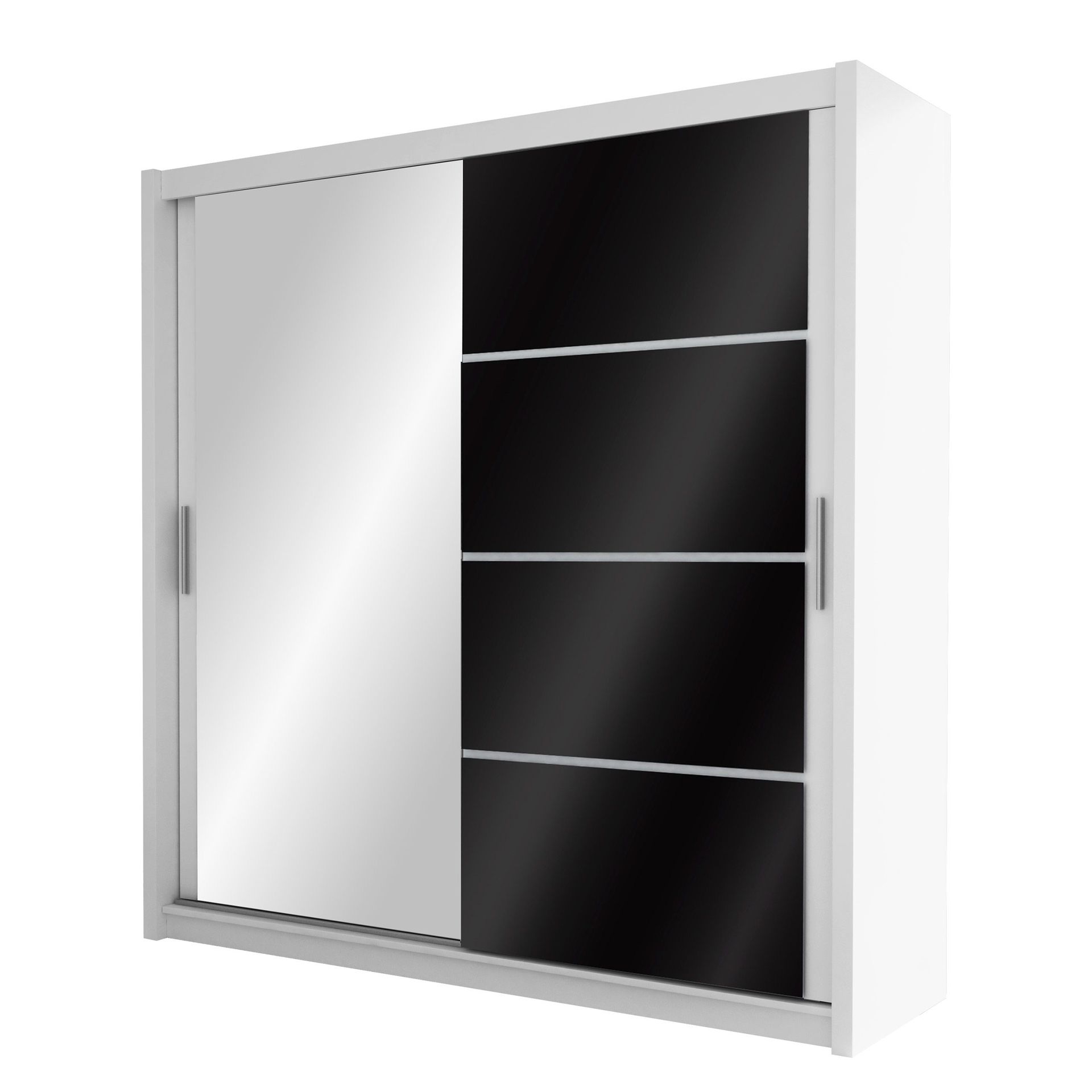 Juniper Garderobe med speil 203x215 cm - hvit/svart