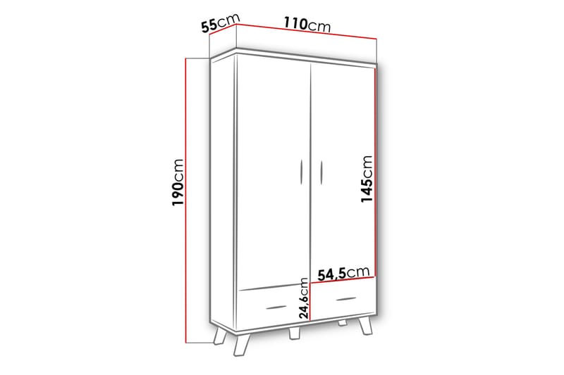Kardos Garderobe 110 cm - Natur/Svart - Oppbevaring - Klesoppbevaring - Garderober & garderobesystem