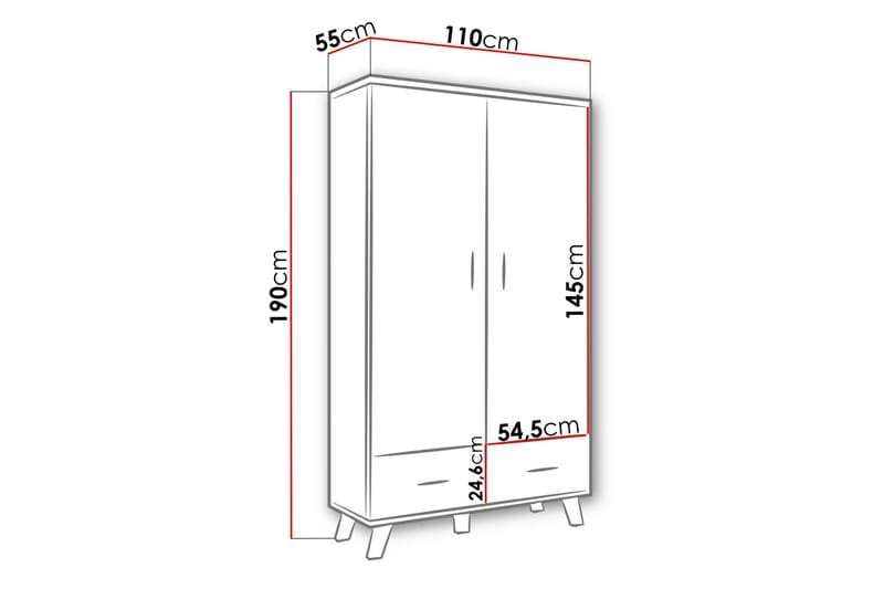 Kardos Garderobe 110 cm - Natur/Svart - Oppbevaring - Klesoppbevaring - Garderober & garderobesystem