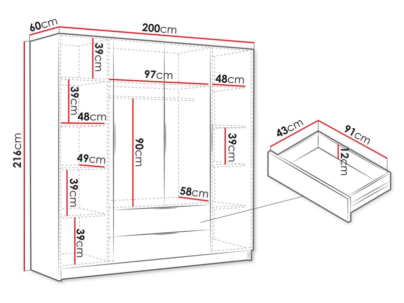 Kelros Garderobeskap 200x216 cm - Beige - Oppbevaring - Klesoppbevaring - Garderober & garderobesystem