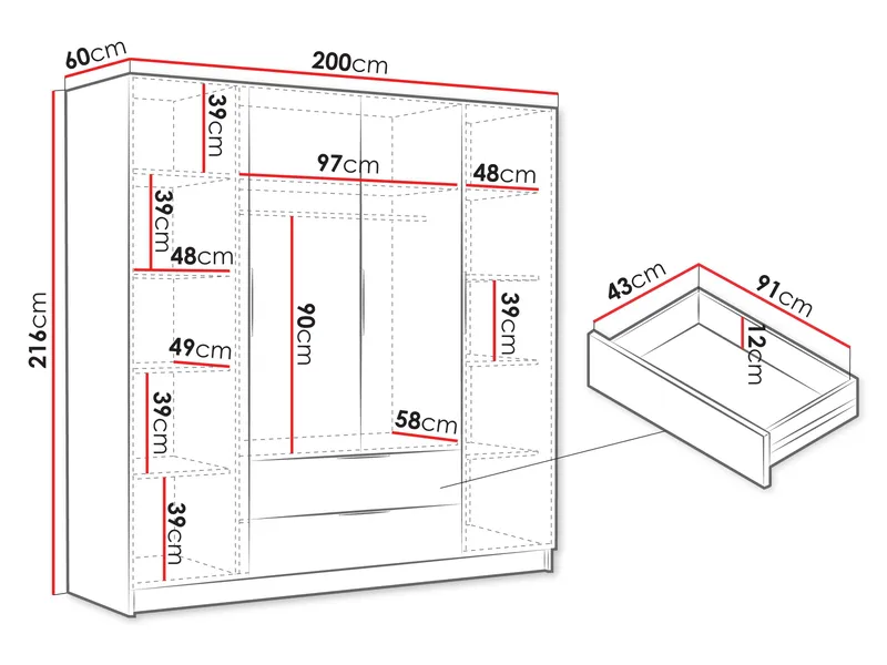 Kelros Garderobeskap 200x216 cm - Brun - Oppbevaring - Klesoppbevaring - Garderober & garderobesystem