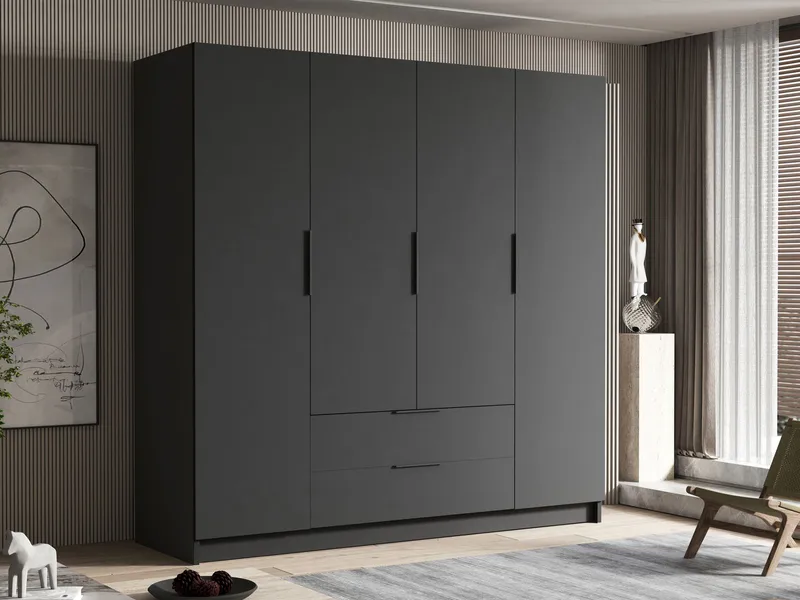Kelros Garderobeskap 200x216 cm i Malt Tre - Svart - Oppbevaring - Klesoppbevaring - Garderober & garderobesystem