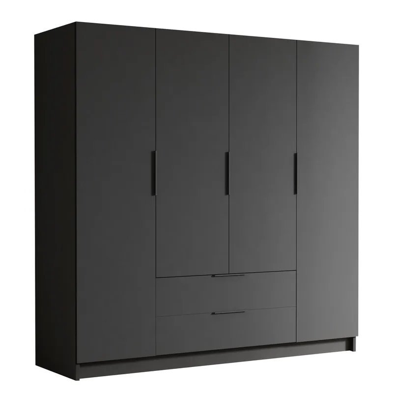 Kelros Garderobeskap 200x216 cm i Malt Tre, Svart