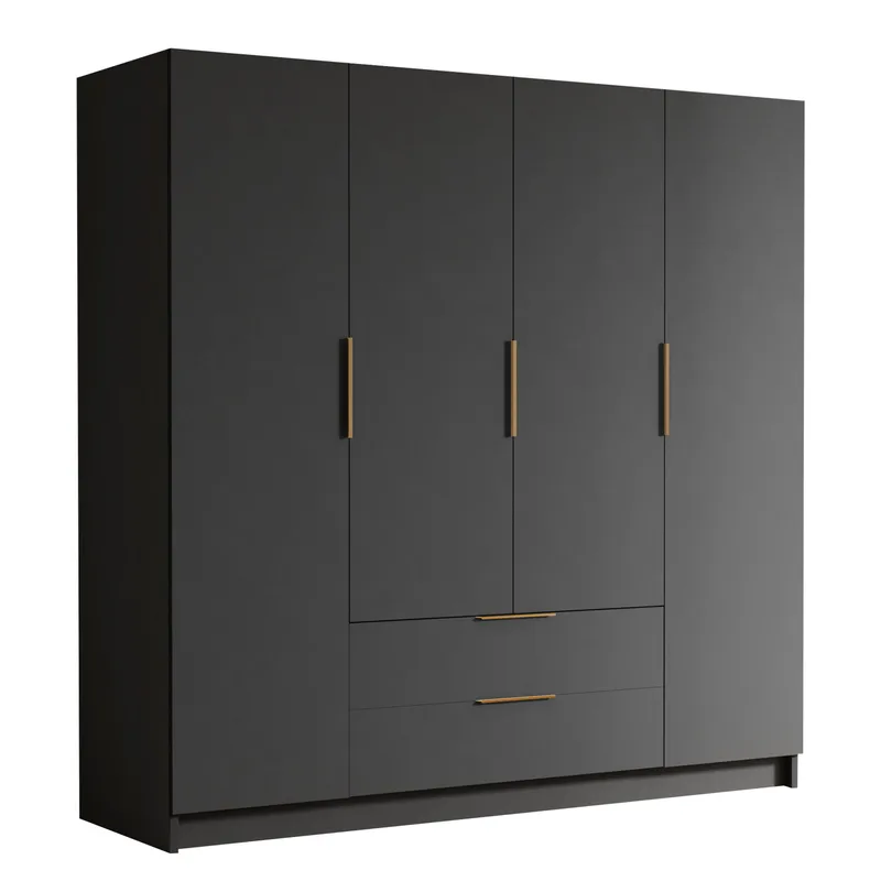 Kelros Garderobeskap 200x216 cm - Svart - Oppbevaring - Klesoppbevaring - Garderober & garderobesystem