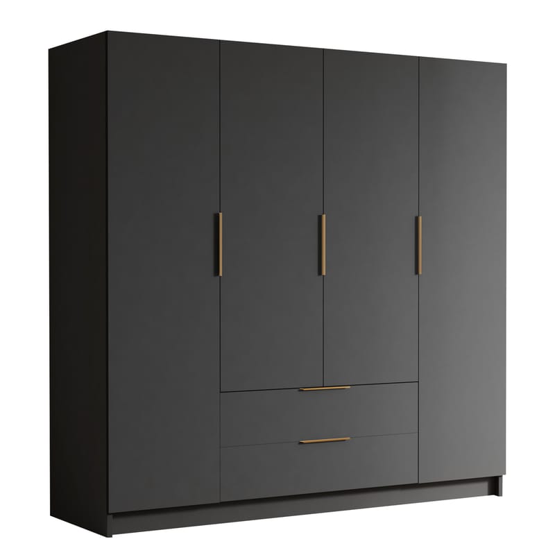 Kelros Garderobeskap 200x216 cm - Svart - Oppbevaring - Klesoppbevaring - Garderober & garderobesystem