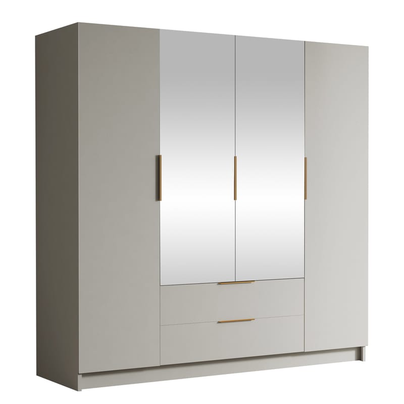 Kelros Garderobeskapeskap med speil 200x216 cm, Beige