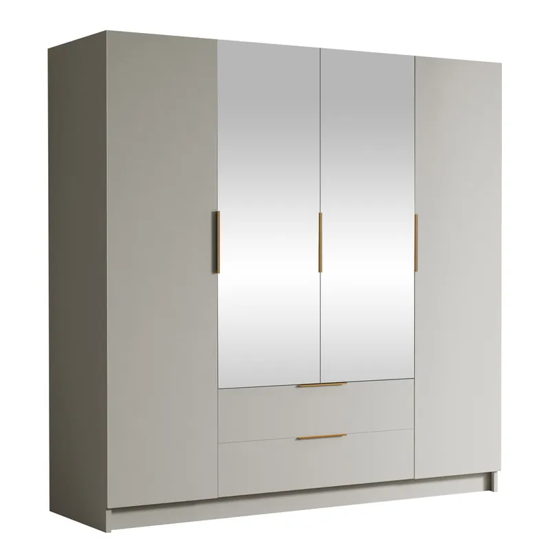 Kelros Garderobeskapeskap med speil 200x216 cm, Beige