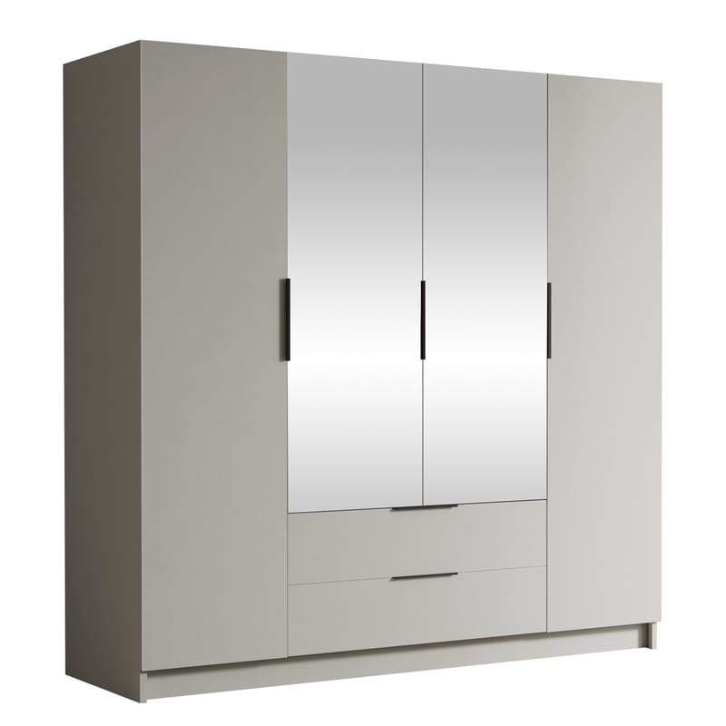 Kelros Garderobeskapeskap med speil 200x216 cm - Beige - Oppbevaring - Klesoppbevaring - Garderober & garderobesystem
