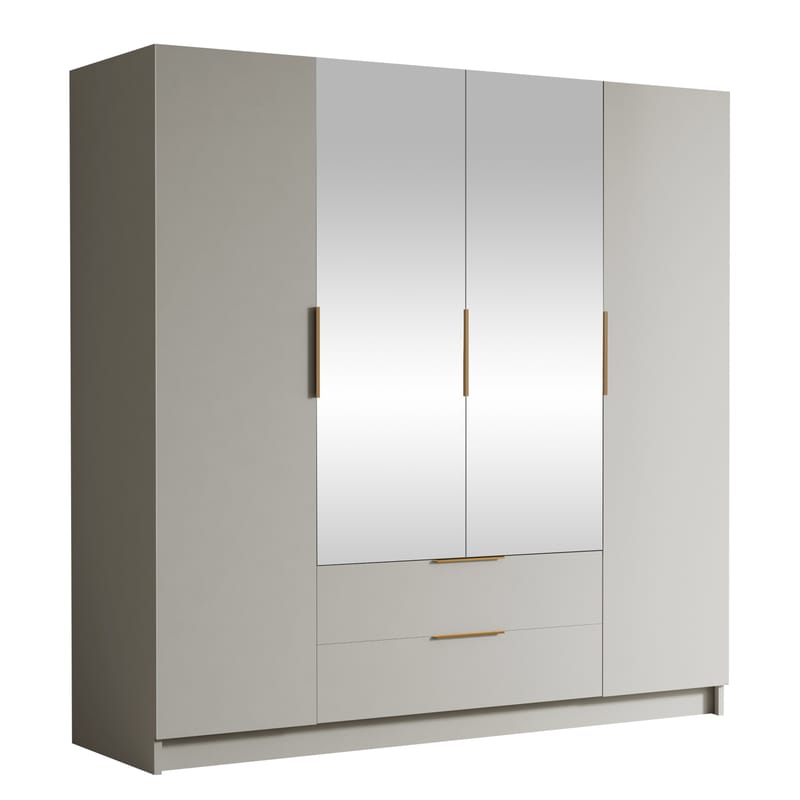 Kelros Garderobeskapeskap med speil 200x216 cm, Beige