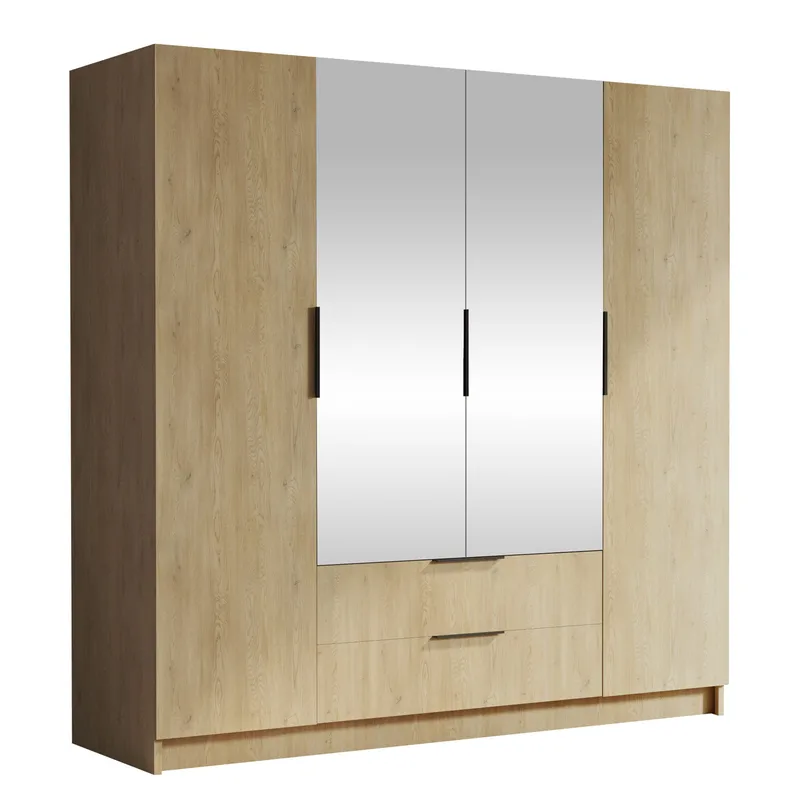 Kelros Garderobeskapeskap med speil 200x216 cm - Brun - Oppbevaring - Klesoppbevaring - Garderober & garderobesystem