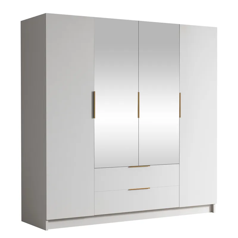 Kelros Garderobeskapeskap med speil 200x216 cm - Hvit - Oppbevaring - Klesoppbevaring - Garderober & garderobesystem