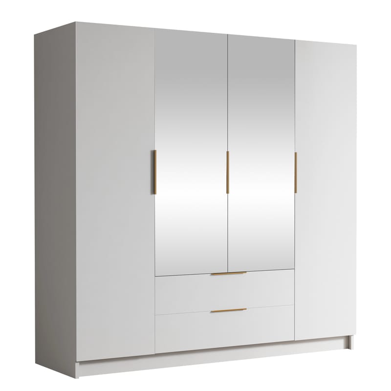 Kelros Garderobeskapeskap med speil 200x216 cm - Hvit - Oppbevaring - Klesoppbevaring - Garderober & garderobesystem