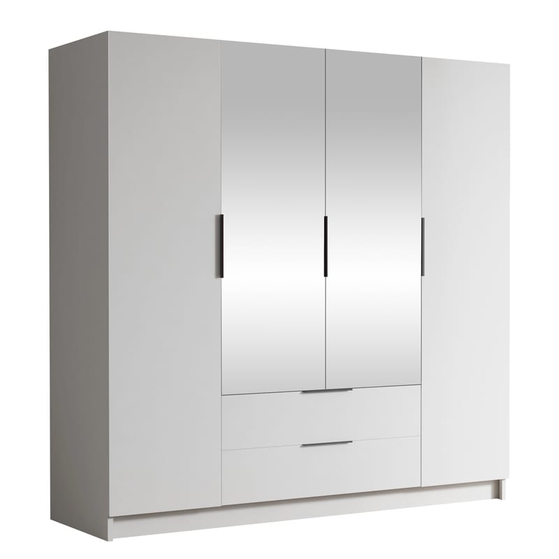 Kelros Garderobeskapeskap med speil 200x216 cm - Hvit - Oppbevaring - Klesoppbevaring - Garderober & garderobesystem