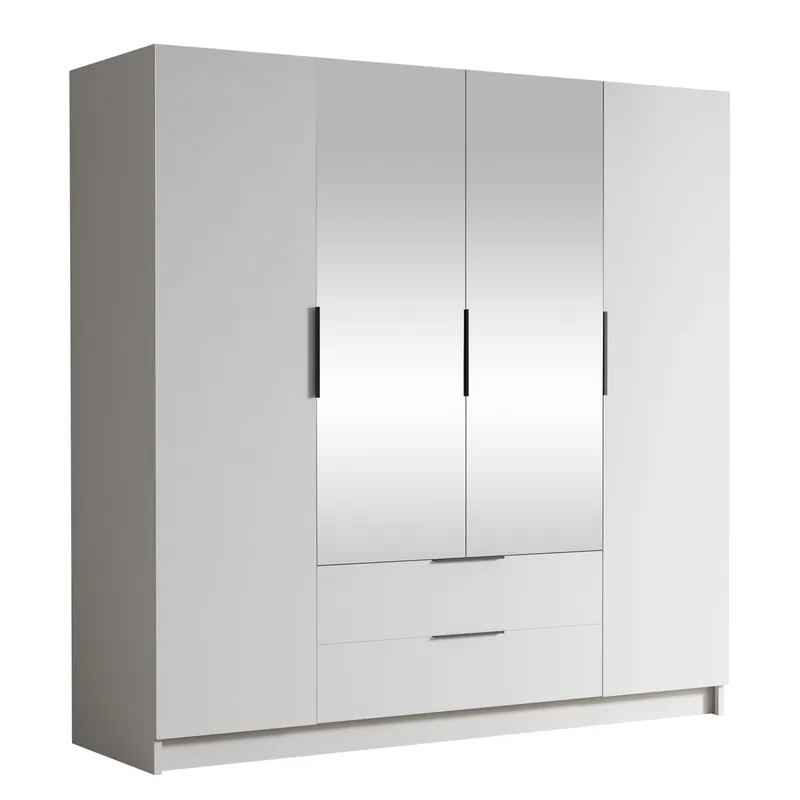 Kelros Garderobeskapeskap med speil 200x216 cm - Hvit - Oppbevaring - Klesoppbevaring - Garderober & garderobesystem