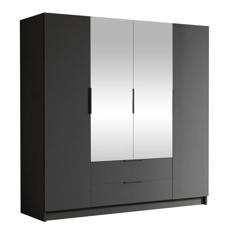 Kelros Garderobeskapeskap med speil 200x216 cm, Svart