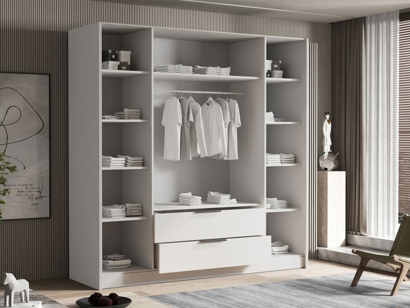 Kelros Garderobeskapeskap med speil 200x216 cm - Svart - Oppbevaring - Klesoppbevaring - Garderober & garderobesystem