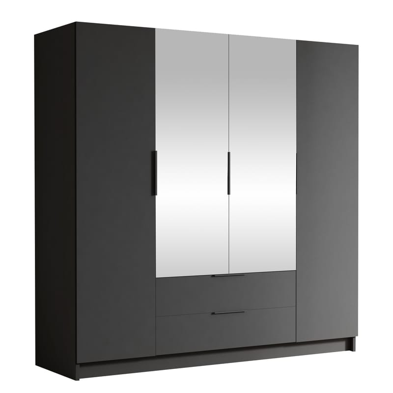 Kelros Garderobeskapeskap med speil 200x216 cm, Svart