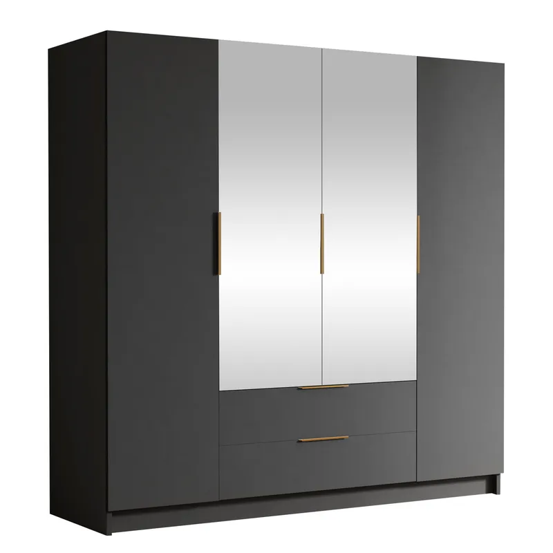 Kelros Garderobeskapeskap med speil 200x216 cm, Svart