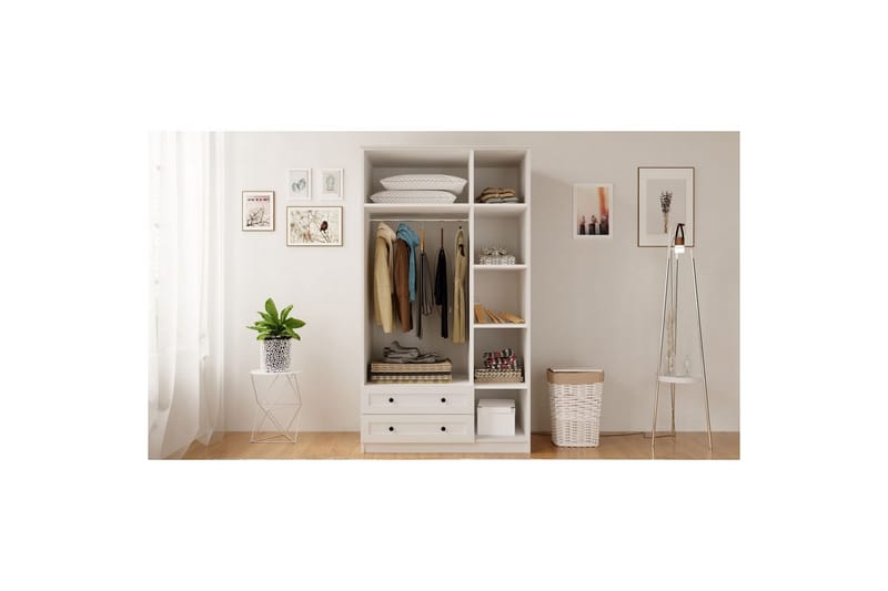 Kesra Garderobesskåp 105x184 cm - Matt Hvit - Oppbevaring - Klesoppbevaring - Garderober & garderobesystem - Garderobeskap & klesskap