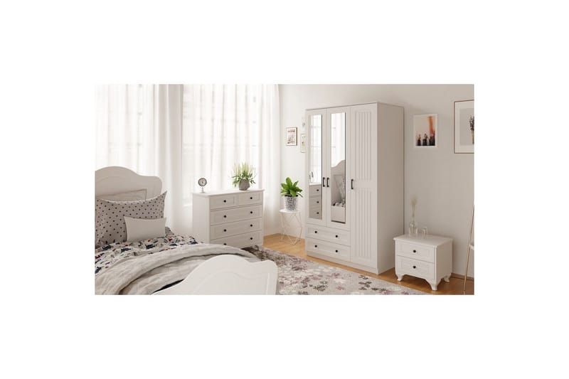 Kesra Garderobesskåp 105x184 cm - Matt Hvit - Oppbevaring - Klesoppbevaring - Garderober & garderobesystem - Garderobeskap & klesskap