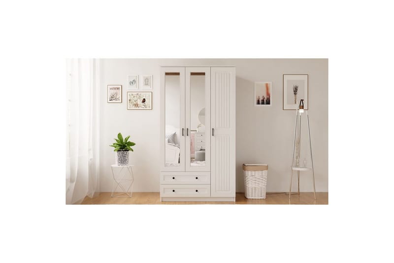 Kesra Garderobesskåp 105x184 cm - Matt Hvit - Oppbevaring - Klesoppbevaring - Garderober & garderobesystem - Garderobeskap & klesskap