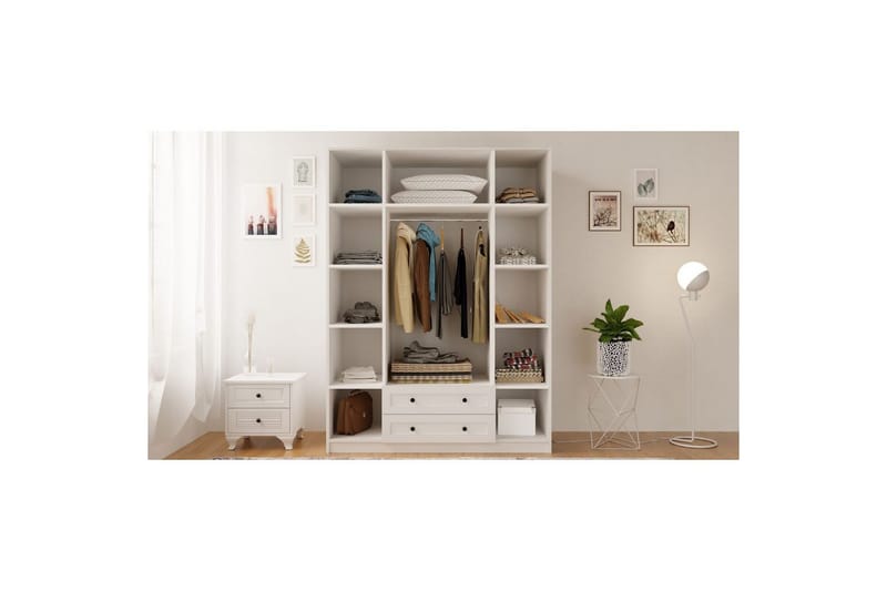 Kesra Garderobesskåp 140x184 cm - Matt Hvit - Oppbevaring - Klesoppbevaring - Garderober & garderobesystem - Garderobeskap & klesskap