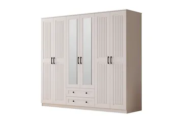 Kesra Garderobesskåp 210x184 cm - Matt Hvit - Oppbevaring - Klesoppbevaring - Garderober & garderobesystem
