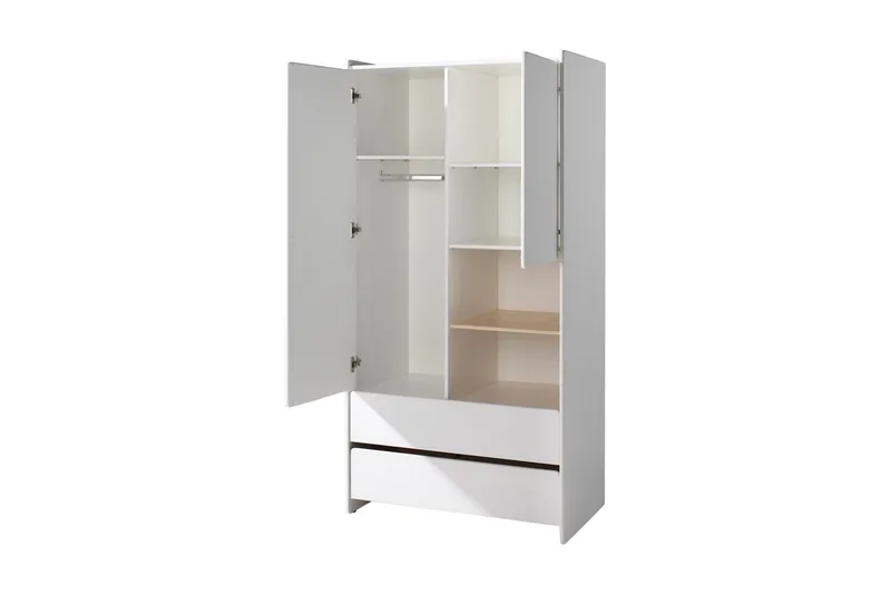 Kiddy Garderobe med Skuffer 90 cm i Malt Tre - Hvit - Oppbevaring - Klesoppbevaring - Garderober & garderobesystem