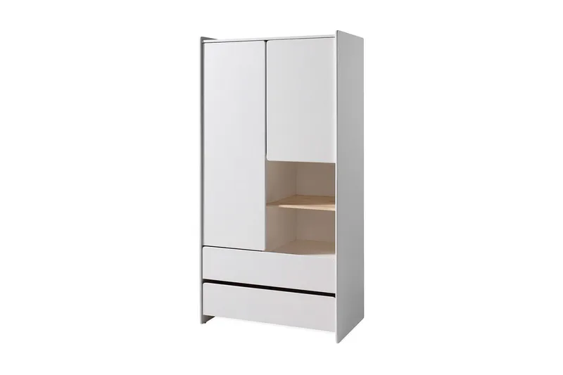 Kiddy Garderobe med Skuffer 90 cm i Malt Tre, Hvit