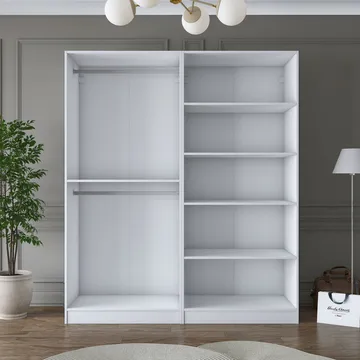 Klesskap Wallxpert Mira hylle BJ186 (180 x 210 x 57,5 cm) hvit - Hvit - Oppbevaring - Klesoppbevaring - Garderober & garderobesystem - Garderobeskap & klesskap