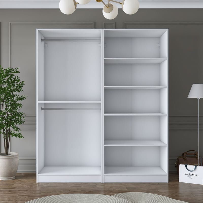 Klesskap Wallxpert Mira hylle BJ186 (180 x 210 x 57,5 cm) hvit - Hvit - Oppbevaring - Klesoppbevaring - Garderober & garderobesystem - Garderobeskap & klesskap