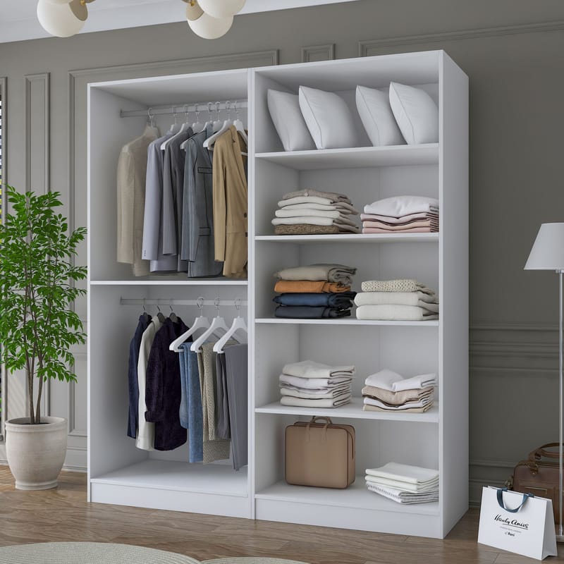 Klesskap Wallxpert Mira hylle BJ186 (180 x 210 x 57,5 cm) hvit - Hvit - Oppbevaring - Klesoppbevaring - Garderober & garderobesystem - Garderobeskap & klesskap