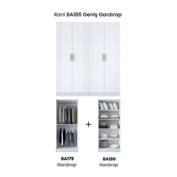 Klesskap Wallxpert Mira hylle BJ186 (180 x 210 x 57,5 cm) hvit - Hvit - Oppbevaring - Klesoppbevaring - Garderober & garderobesystem - Garderobeskap & klesskap