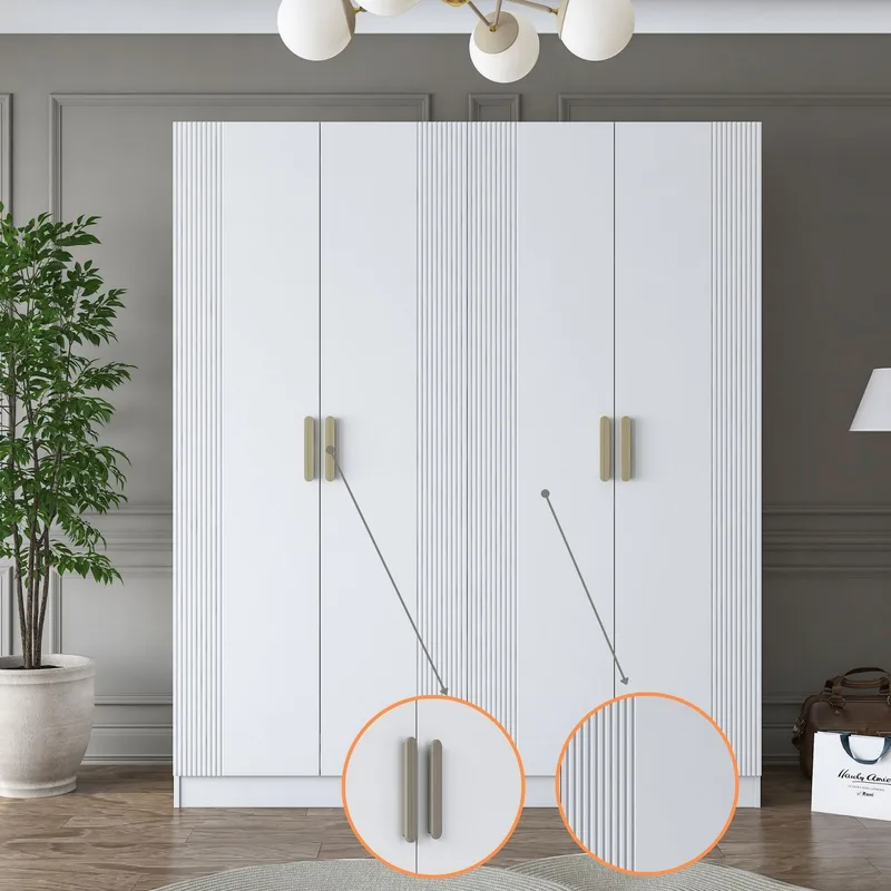 Klesskap Wallxpert Mira hylle BJ186 (180 x 210 x 57,5 cm) hvit - Hvit - Oppbevaring - Klesoppbevaring - Garderober & garderobesystem - Garderobeskap & klesskap