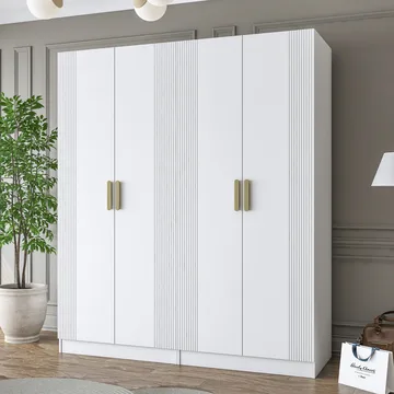Klesskap Wallxpert Mira hylle BJ186 (180 x 210 x 57,5 cm) hvit - Hvit - Oppbevaring - Klesoppbevaring - Garderober & garderobesystem - Garderobeskap & klesskap