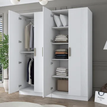 Klesskap Wallxpert Mira hylle BJ186 (180 x 210 x 57,5 cm) hvit - Hvit - Oppbevaring - Klesoppbevaring - Garderober & garderobesystem - Garderobeskap & klesskap