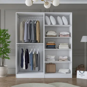 Klesskap Wallxpert Mira hylle BJ186 (180 x 210 x 57,5 cm) hvit - Hvit - Oppbevaring - Klesoppbevaring - Garderober & garderobesystem - Garderobeskap & klesskap
