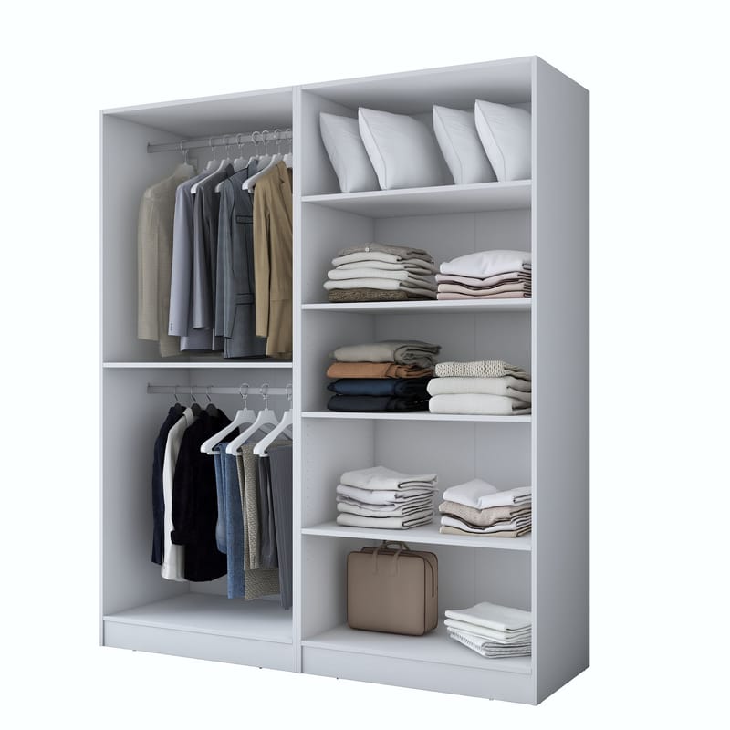 Klesskap Wallxpert Mira hylle BJ186 (180 x 210 x 57,5 cm) hvit - Hvit - Oppbevaring - Klesoppbevaring - Garderober & garderobesystem - Garderobeskap & klesskap