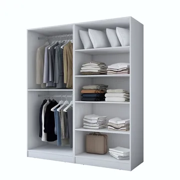 Klesskap Wallxpert Mira Shelf BJ156 (180 x 210 x 57,5 cm) Hvit - Hvit - Oppbevaring - Klesoppbevaring - Garderober & garderobesystem - Garderobeskap & klesskap