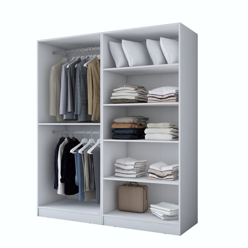 Klesskap Wallxpert Mira Shelf BJ156 (180 x 210 x 57,5 cm) Hvit - Hvit - Oppbevaring - Klesoppbevaring - Garderober & garderobesystem - Garderobeskap & klesskap