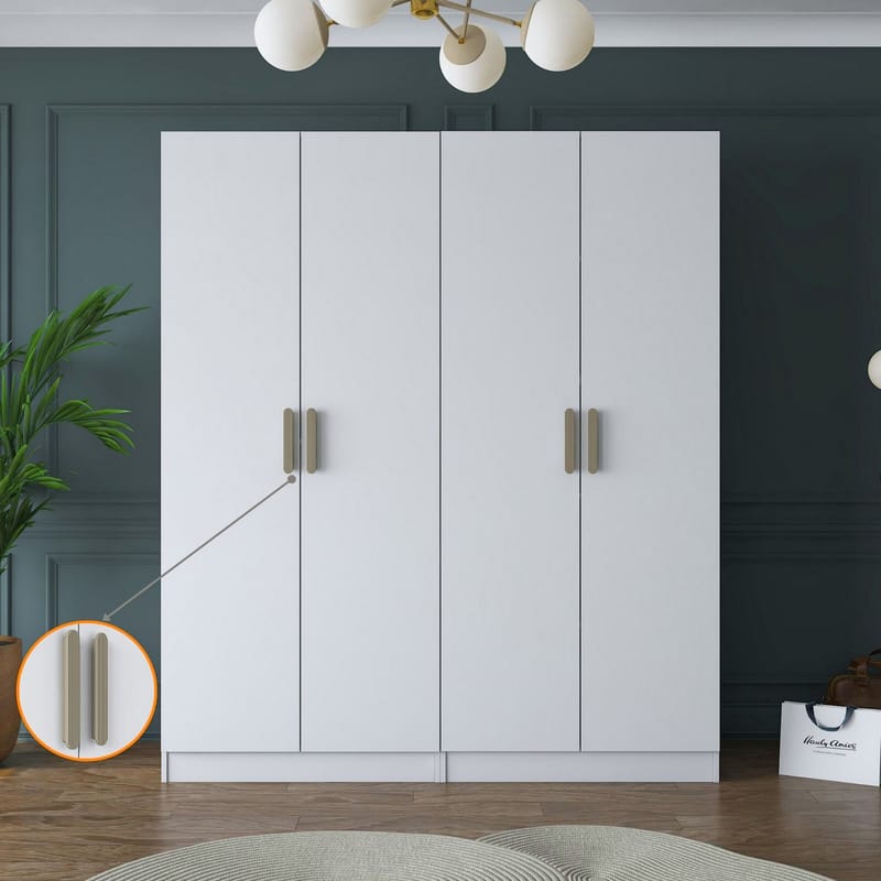 Klesskap Wallxpert Mira Shelf BJ156 (180 x 210 x 57,5 cm) Hvit - Hvit - Oppbevaring - Klesoppbevaring - Garderober & garderobesystem - Garderobeskap & klesskap