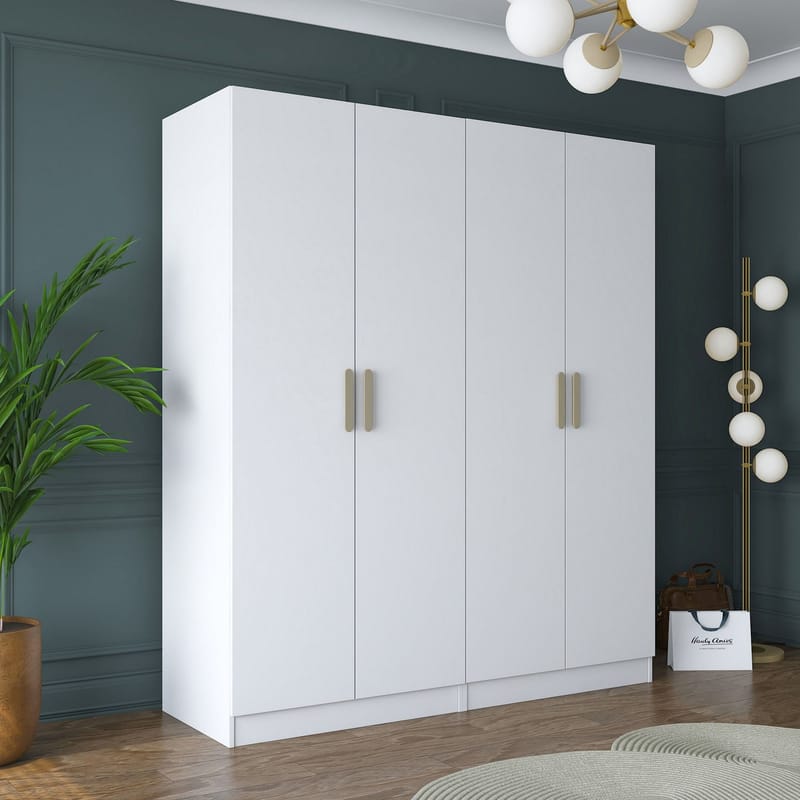 Klesskap Wallxpert Mira Shelf BJ156 (180 x 210 x 57,5 cm) Hvit - Hvit - Oppbevaring - Klesoppbevaring - Garderober & garderobesystem - Garderobeskap & klesskap