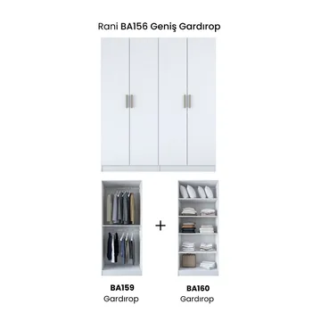 Klesskap Wallxpert Mira Shelf BJ156 (180 x 210 x 57,5 cm) Hvit - Hvit - Oppbevaring - Klesoppbevaring - Garderober & garderobesystem - Garderobeskap & klesskap