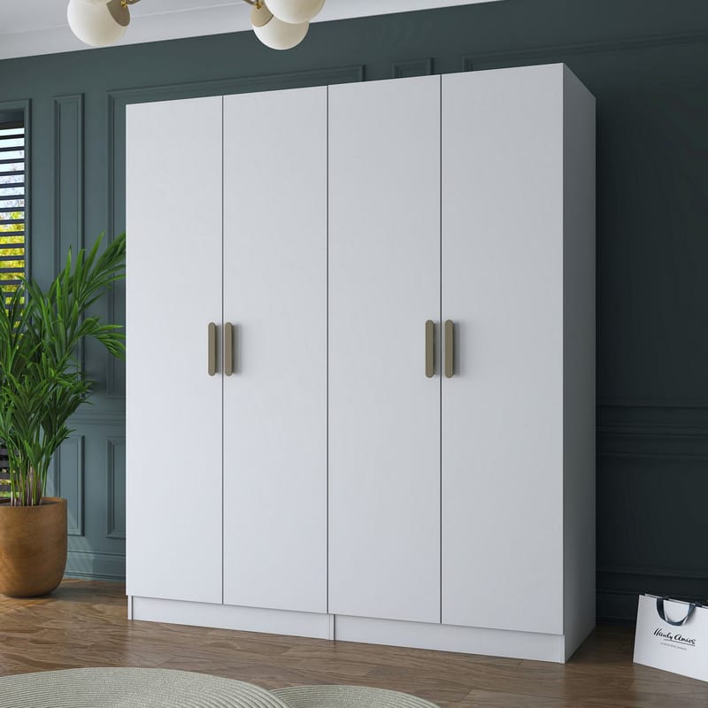Klesskap Wallxpert Mira Shelf BJ156 (180 x 210 x 57,5 cm) Hvit - Hvit - Oppbevaring - Klesoppbevaring - Garderober & garderobesystem - Garderobeskap & klesskap