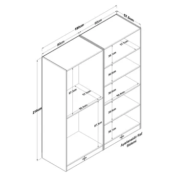 Klesskap Wallxpert Mira Shelf BJ156 (180 x 210 x 57,5 cm) Hvit - Hvit - Oppbevaring - Klesoppbevaring - Garderober & garderobesystem - Garderobeskap & klesskap
