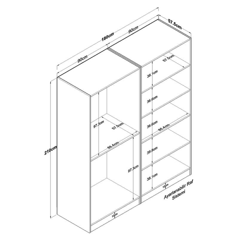 Klesskap Wallxpert Mira Shelf BJ156 (180 x 210 x 57,5 cm) Hvit - Hvit - Oppbevaring - Klesoppbevaring - Garderober & garderobesystem - Garderobeskap & klesskap