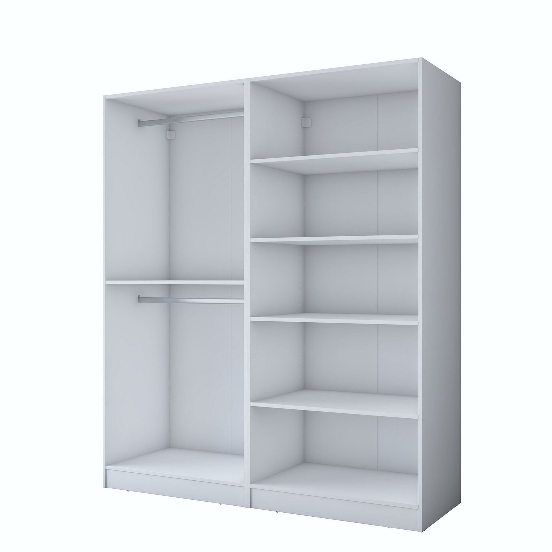 Klesskap Wallxpert Mira Shelf BJ156 (180 x 210 x 57,5 cm) Hvit - Hvit