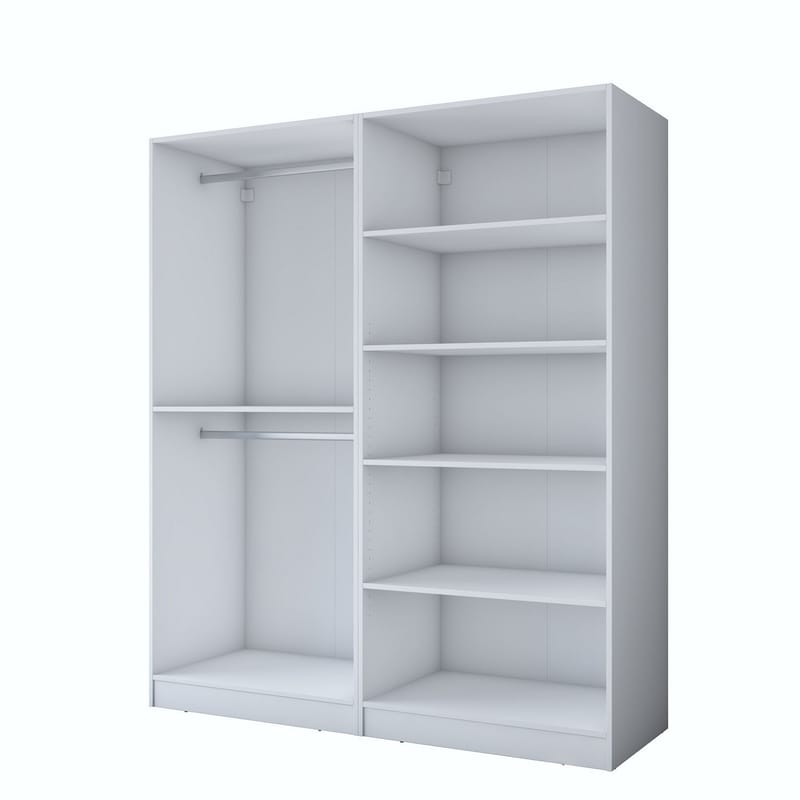 Klesskap Wallxpert Mira Shelf BJ156 (180 x 210 x 57,5 cm) Hvit, Hvit
